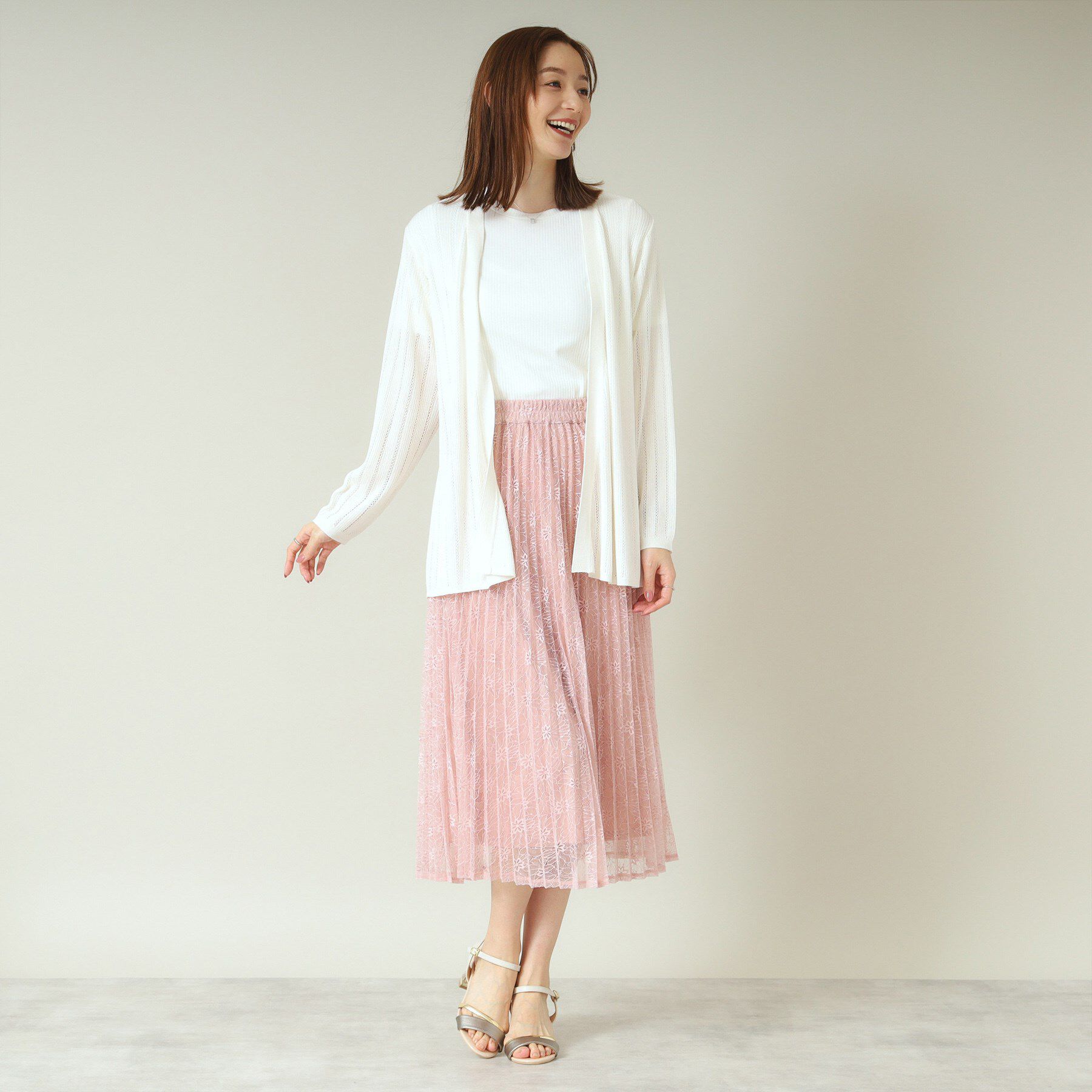 ITS&rsquo;DEMO「【ウエストゴム／手洗い可】レースプリーツスカート」|スカート|