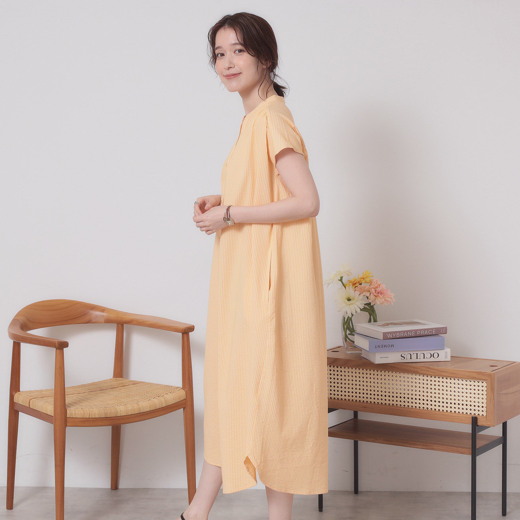 ITS&rsquo;DEMO「【洗濯機OK／洗濯後しわになりにくい】カットサッカー前開きワンピース」|ワンピース|