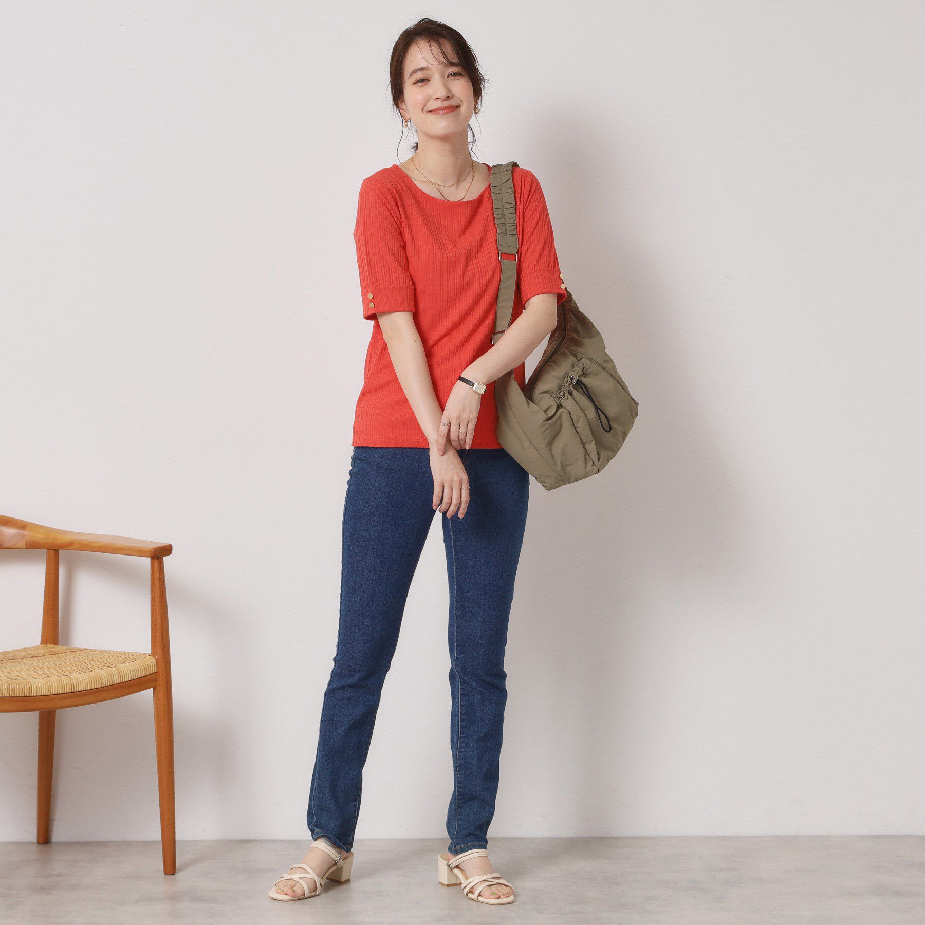 ITS&rsquo;DEMO「【手洗い可】ランダムテレコ袖釦プルオーバー」|Tシャツ・カットソー|