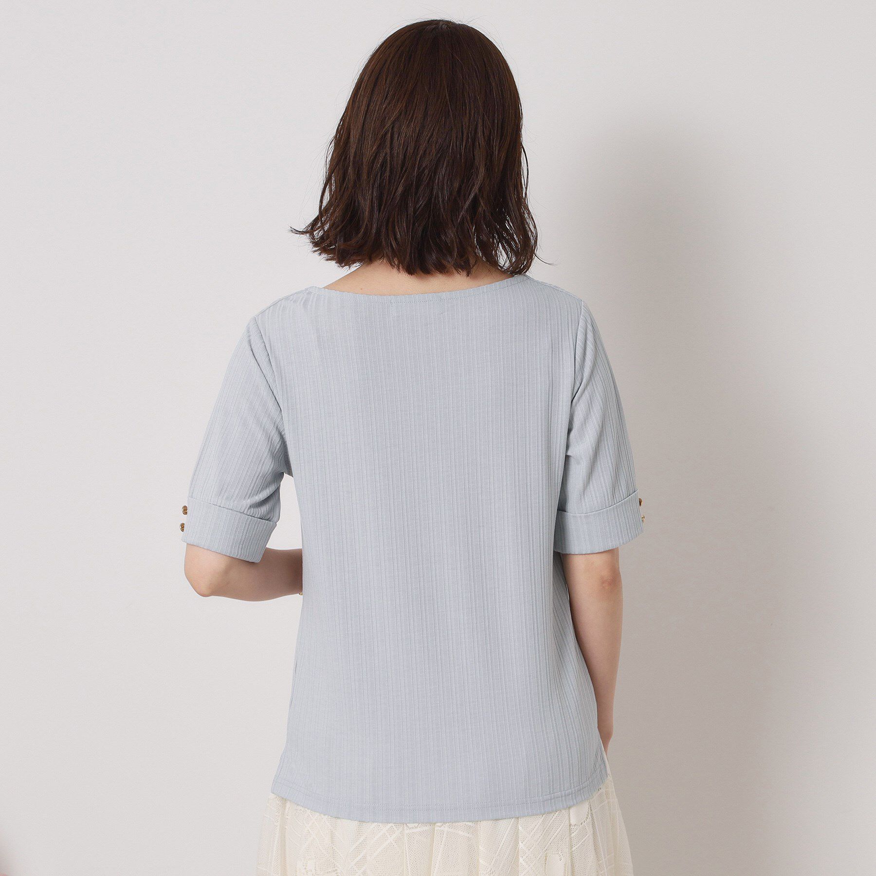 ITS&rsquo;DEMO「【手洗い可】ランダムテレコ袖釦プルオーバー」|Tシャツ・カットソー|