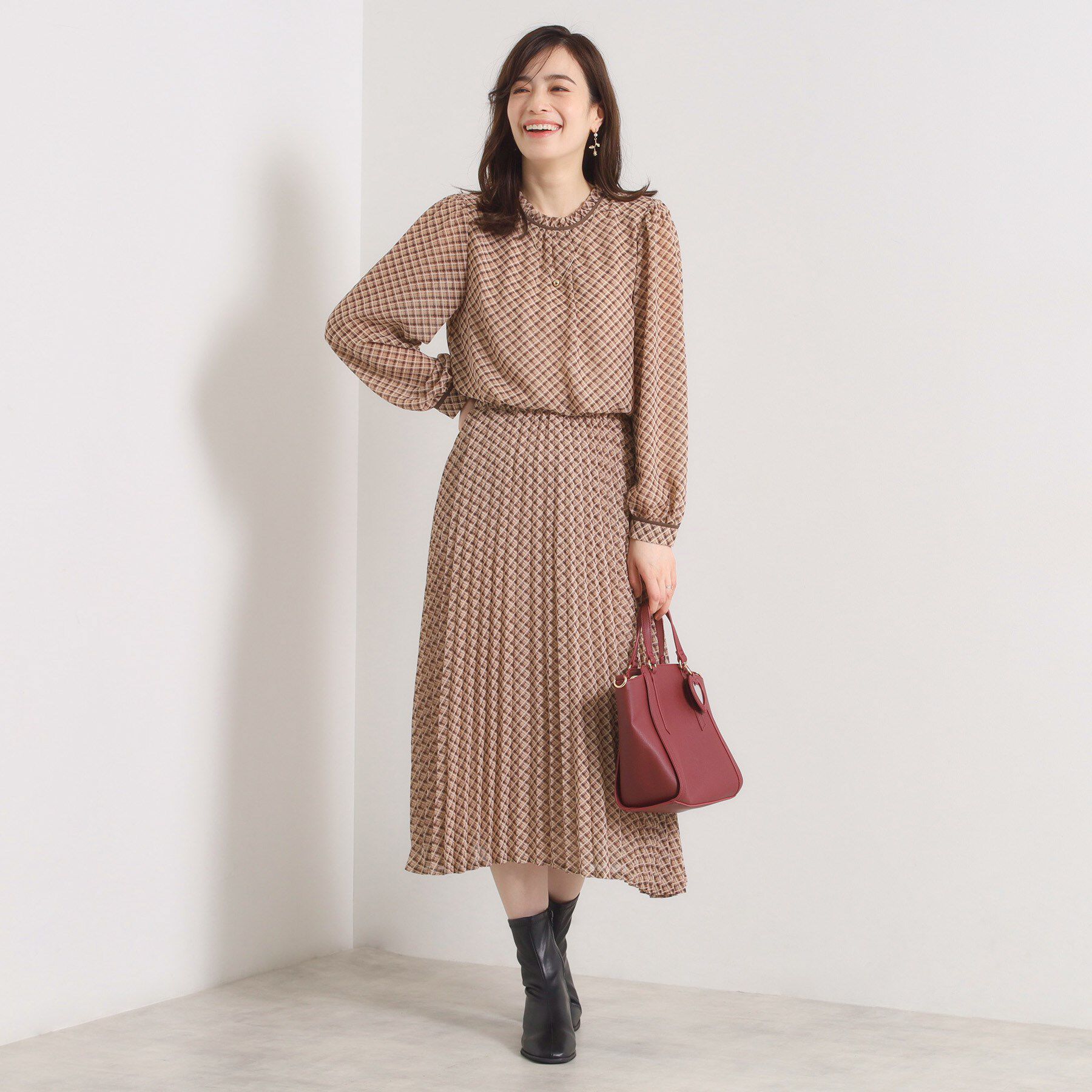 ITS&rsquo;DEMO「【手洗い可／セットアップ可】チェックプリーツスカート」|スカート|