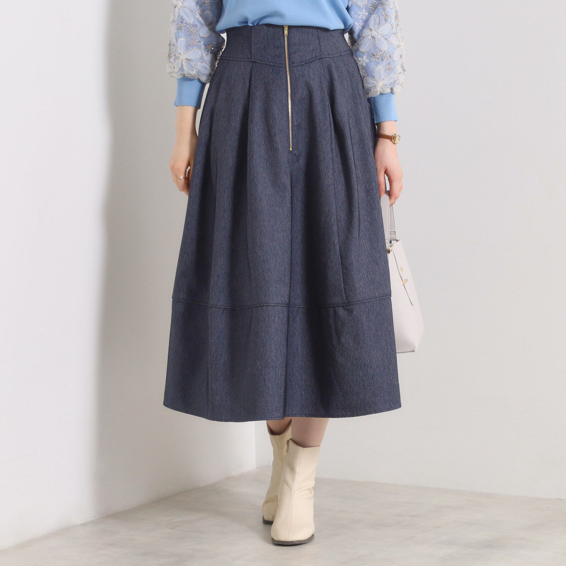 ITS&rsquo;DEMO「【手洗い可／ウエストゴム】フロントジップデニム風スカート」|スカート|