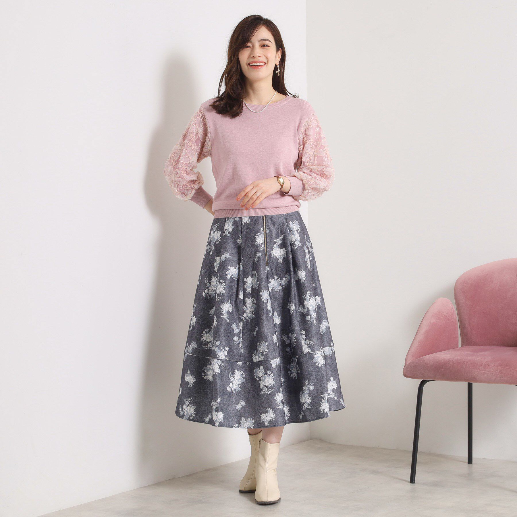 ITS&rsquo;DEMO「【手洗い可／ウエストゴム】フロントジップデニム風スカート」|スカート|