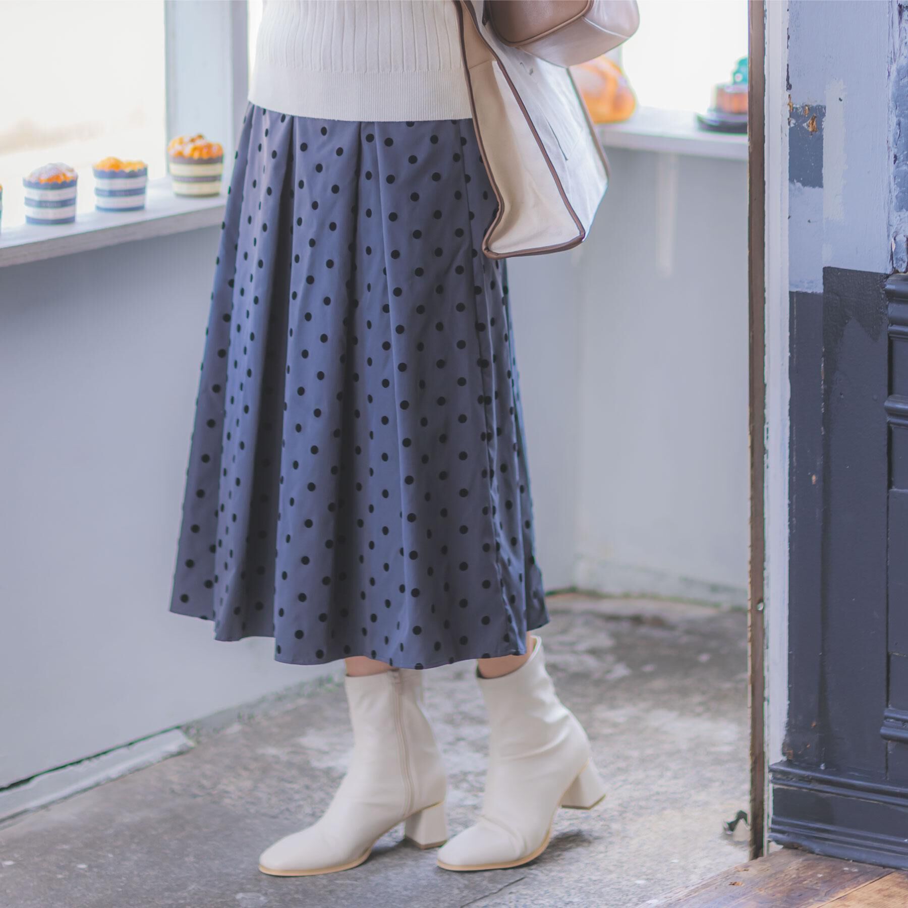 ITS&rsquo;DEMO「【手洗い可】フロッキードットスカート」|スカート|