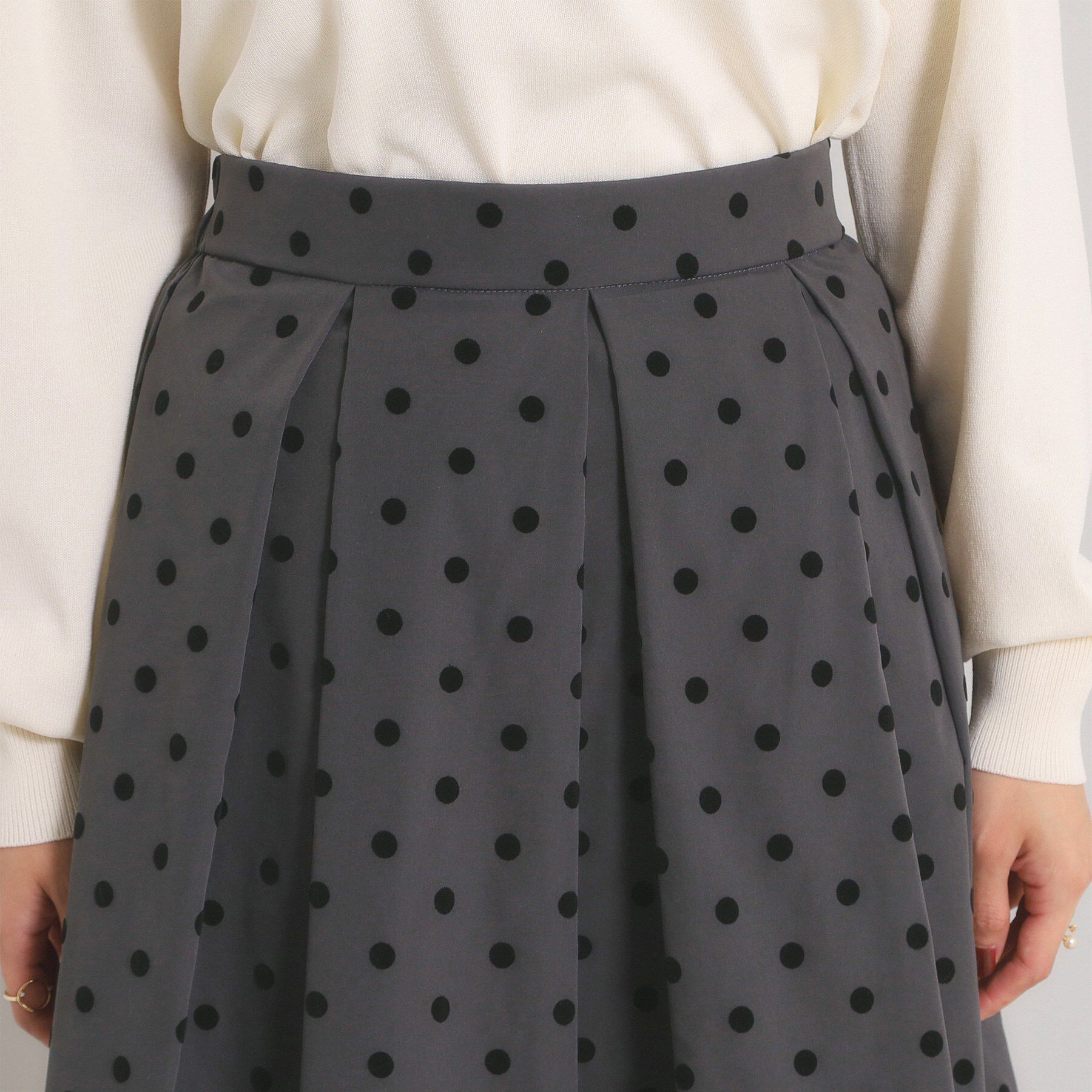 ITS&rsquo;DEMO「【手洗い可】フロッキードットスカート」|スカート|