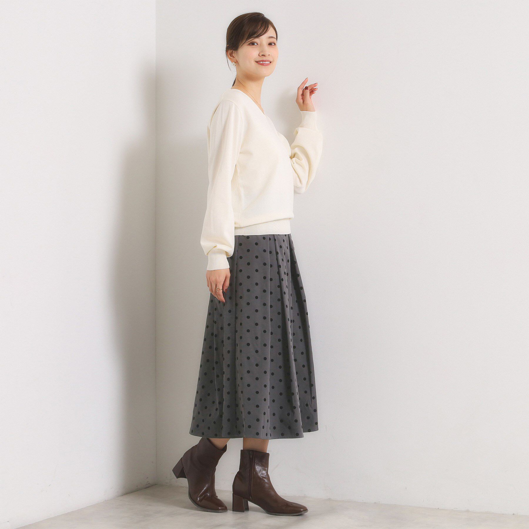 ITS&rsquo;DEMO「【手洗い可】フロッキードットスカート」|スカート|