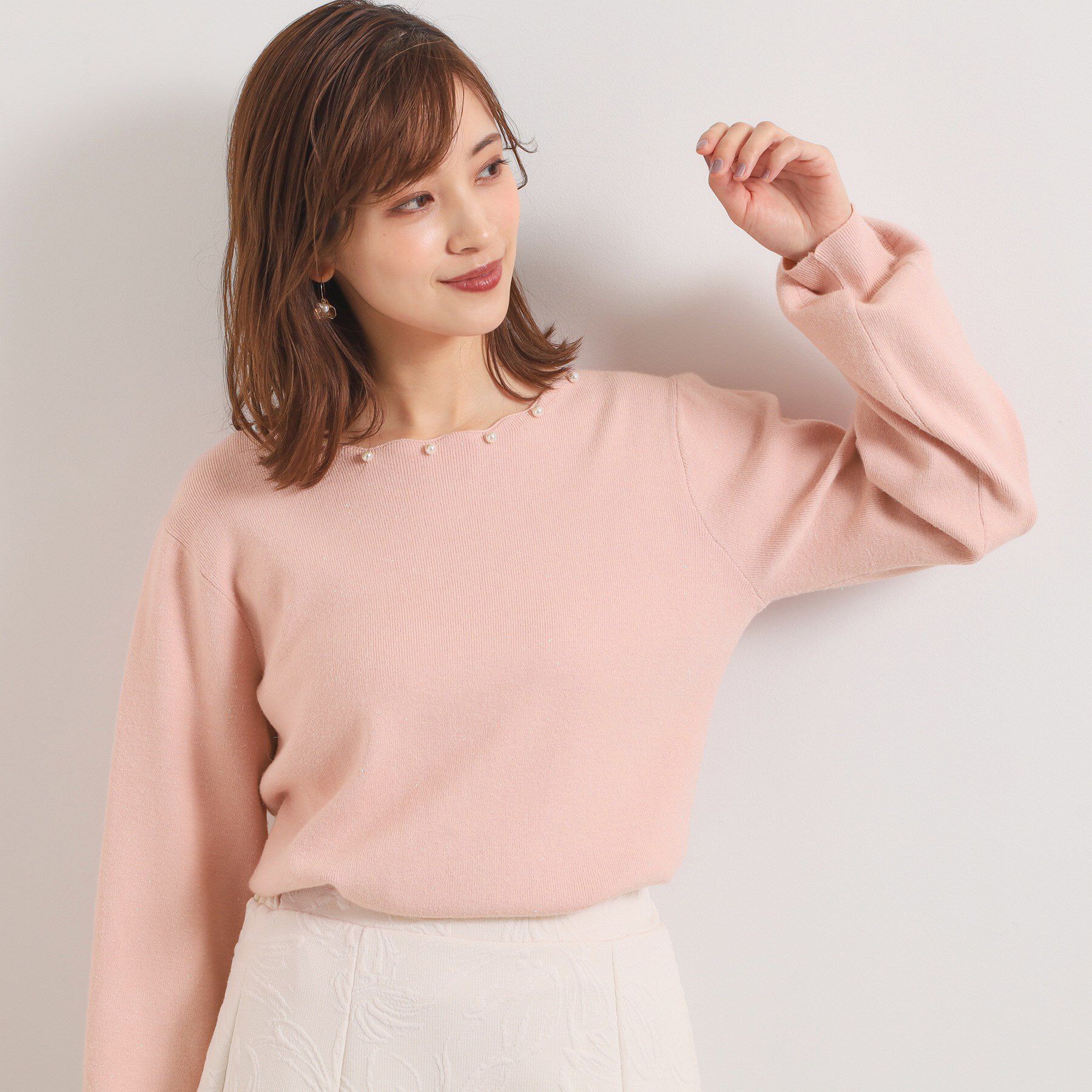 ITS&rsquo;DEMO「【手洗い可】スカラップパール調ラメニット」|ニット・セーター|