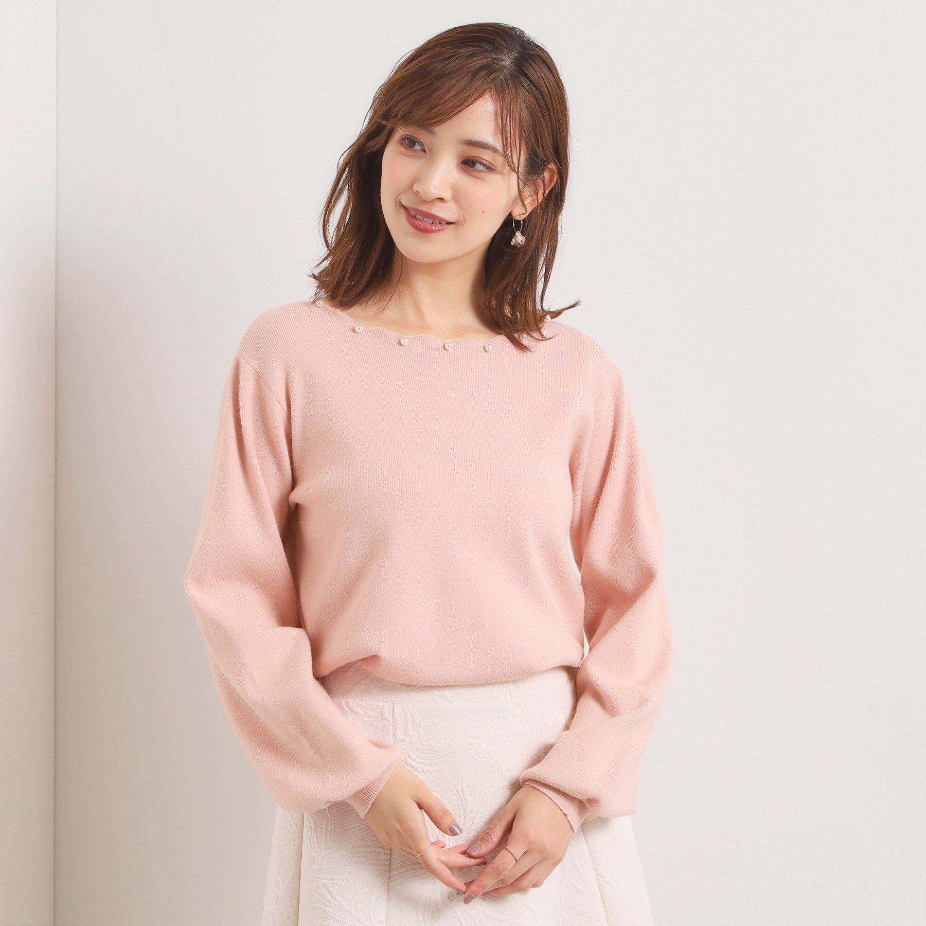 ITS&rsquo;DEMO「【手洗い可】スカラップパール調ラメニット」|ニット・セーター|