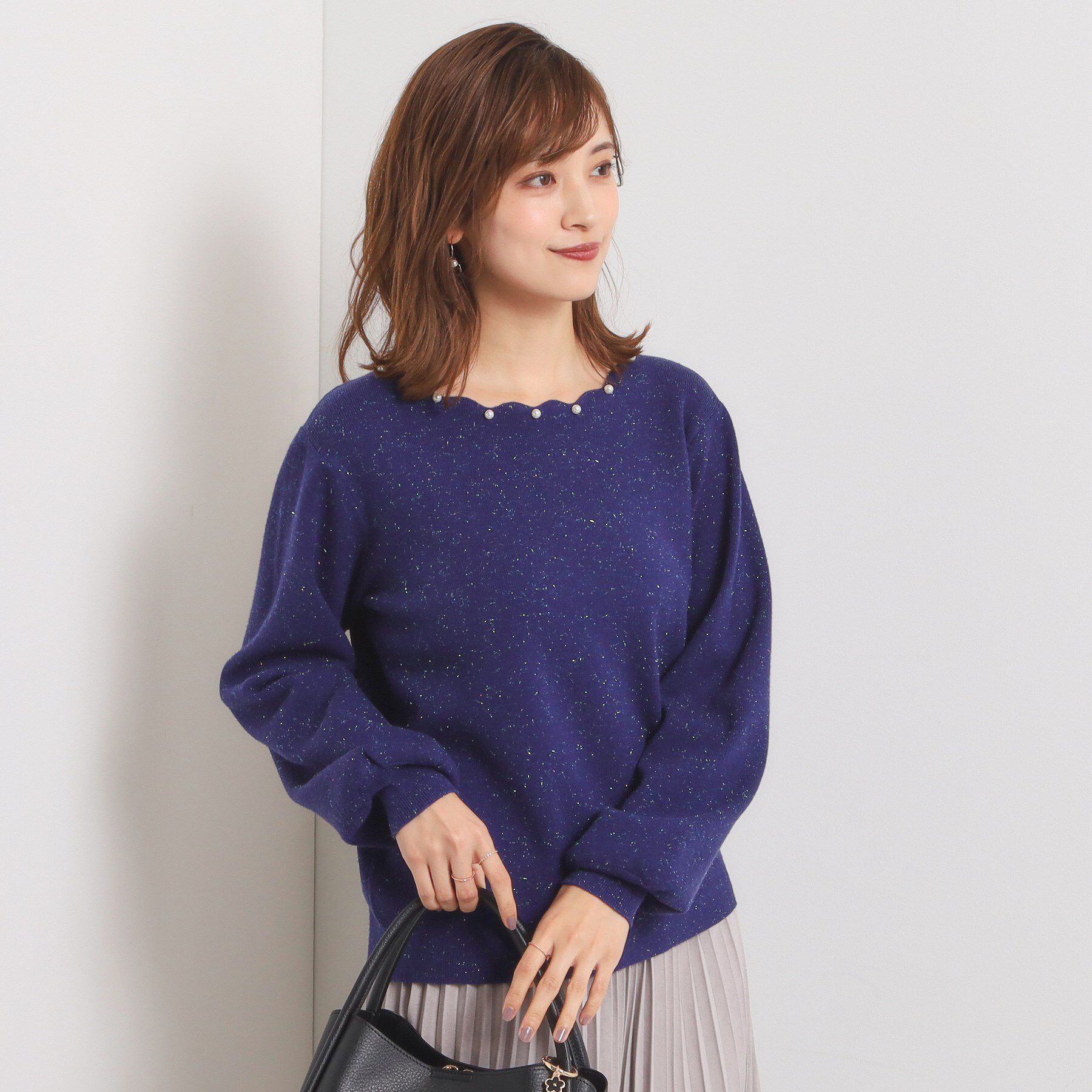 ITS&rsquo;DEMO「【手洗い可】スカラップパール調ラメニット」|ニット・セーター|