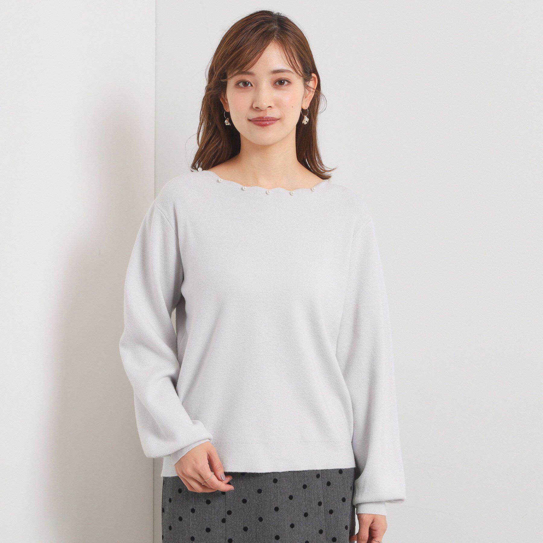 ITS&rsquo;DEMO「【手洗い可】スカラップパール調ラメニット」|ニット・セーター|