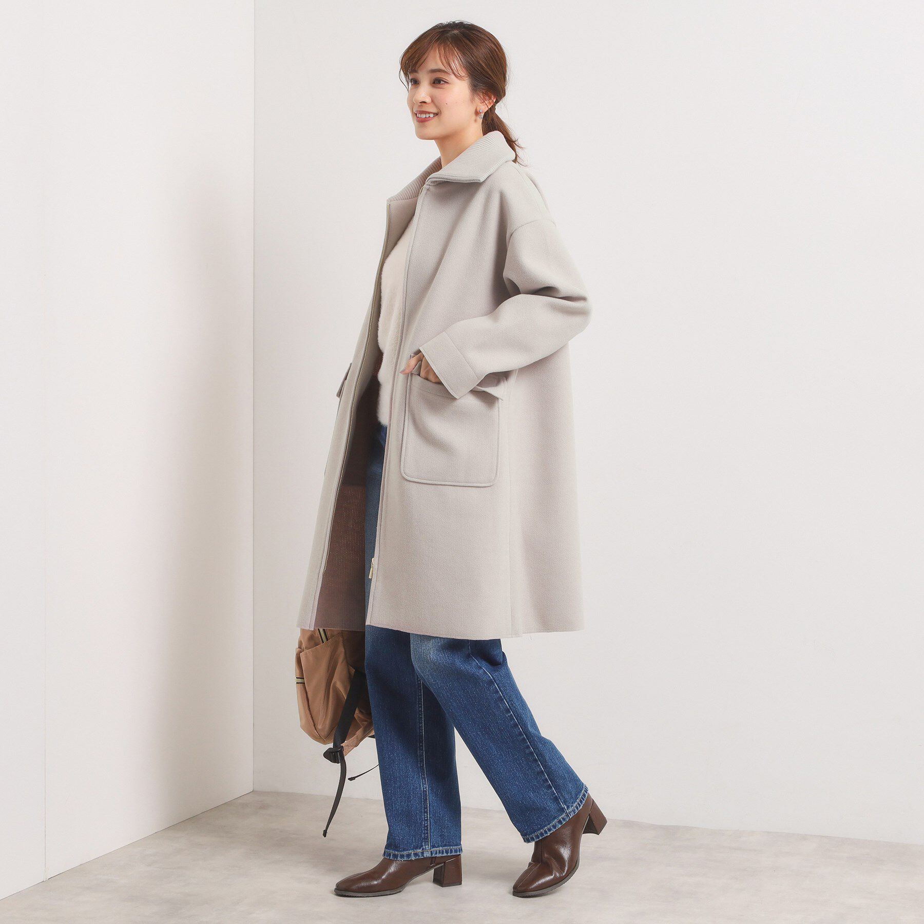 ITS&rsquo;DEMO「裏リブ襟付きコート」|ステンカラーコート|