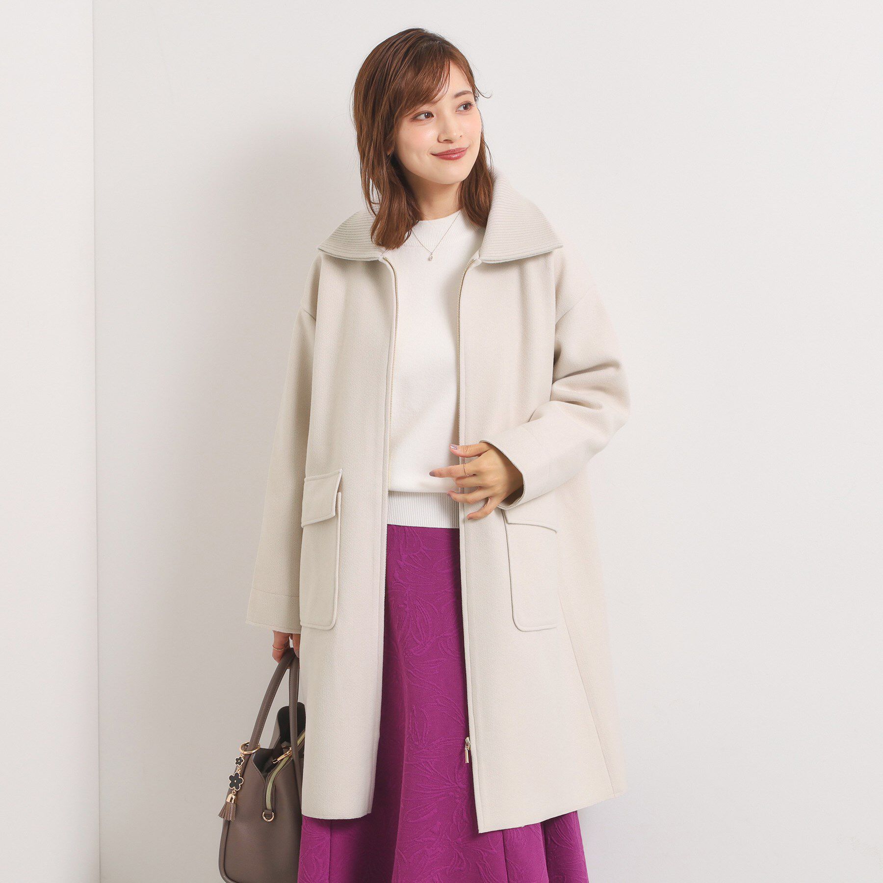 ITS&rsquo;DEMO「裏リブ襟付きコート」|ステンカラーコート|