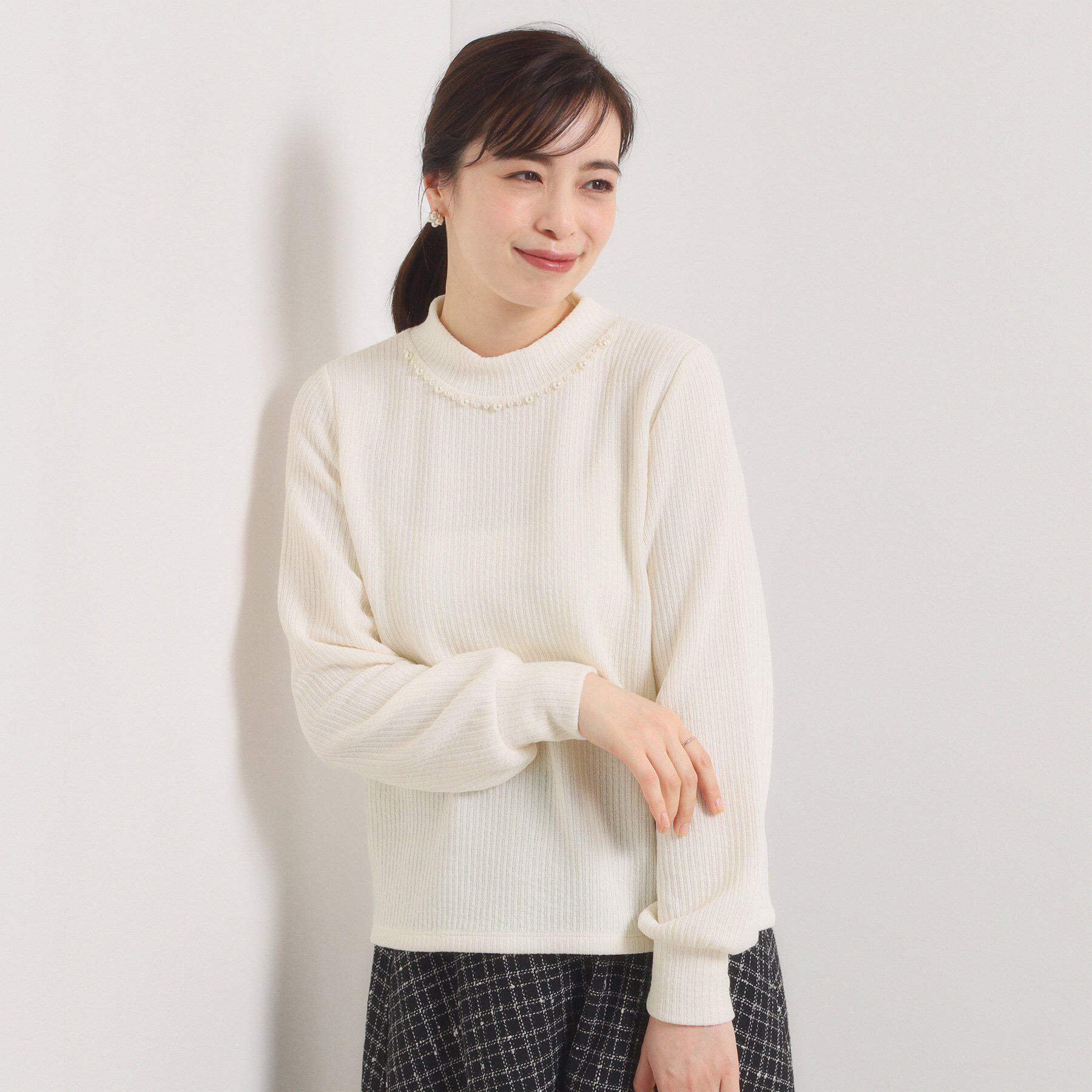 ITS&rsquo;DEMO「【手洗い可】パール調衿起毛リブプルオーバー」|Tシャツ・カットソー|