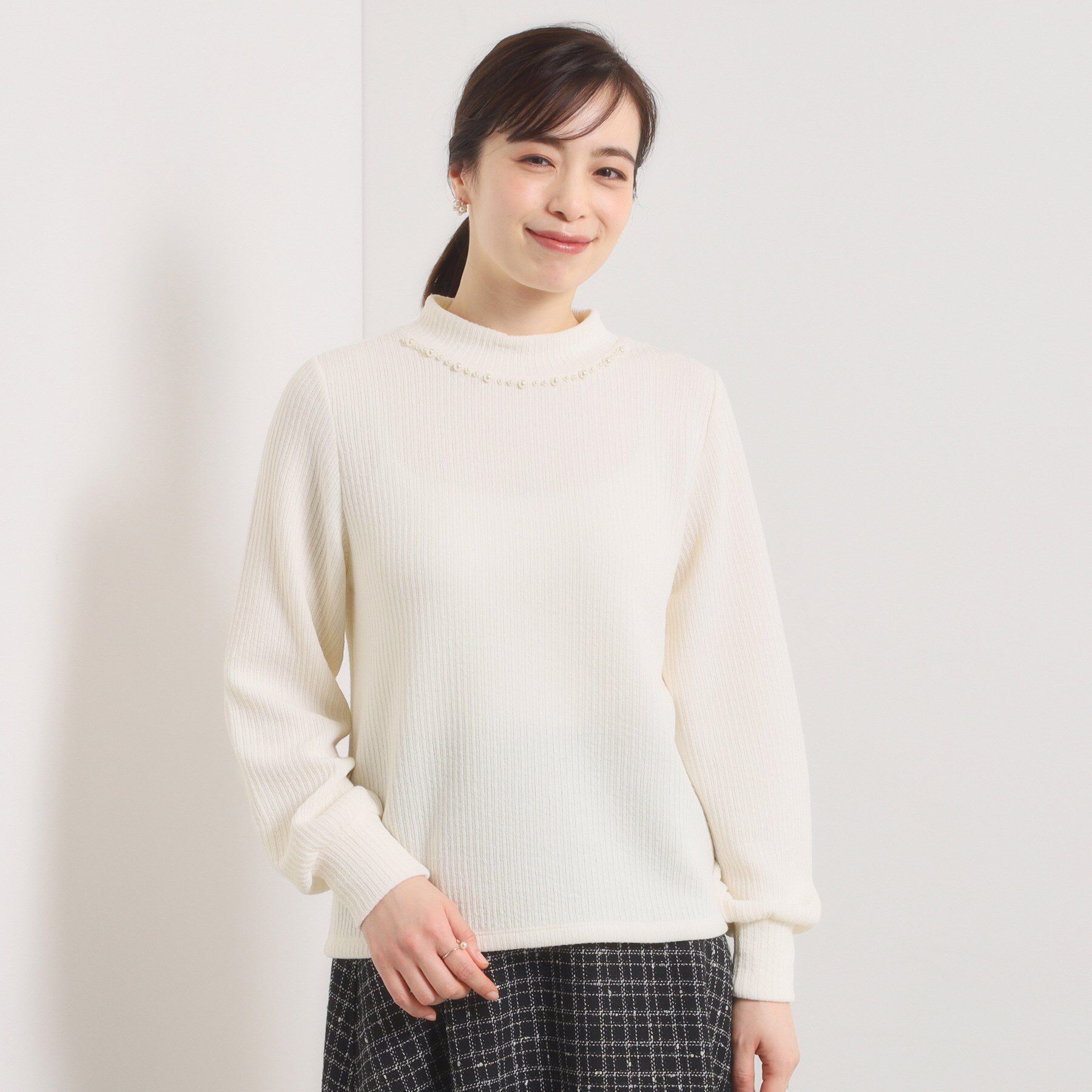 ITS&rsquo;DEMO「【手洗い可】パール調衿起毛リブプルオーバー」|Tシャツ・カットソー|
