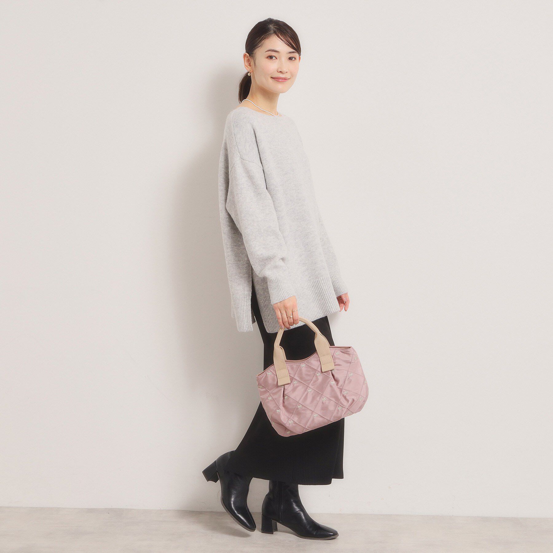 ITS&rsquo;DEMO「リボン刺繍ミニトート」|ハンドバッグ|