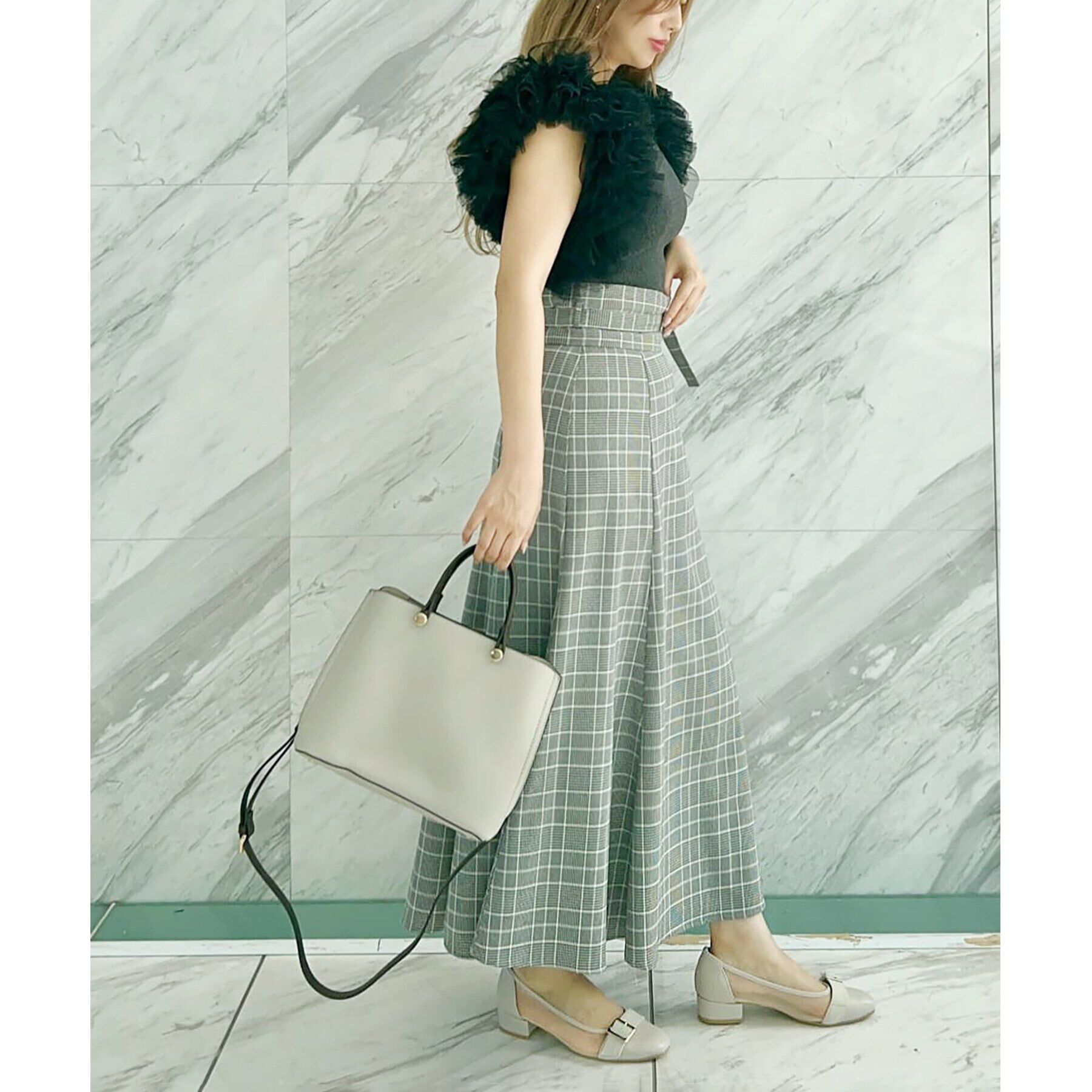 ESPERANZA「チュールバックルベルトフラットパンプス」|パンプス|