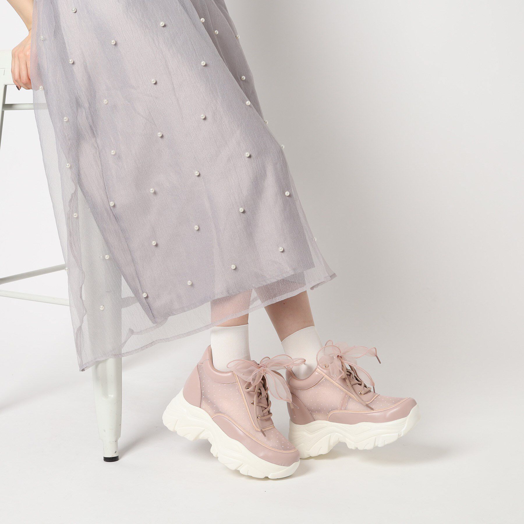 ESPERANZA「きゅんフィットインソールチュールリボンスニーカー」|スニーカー|