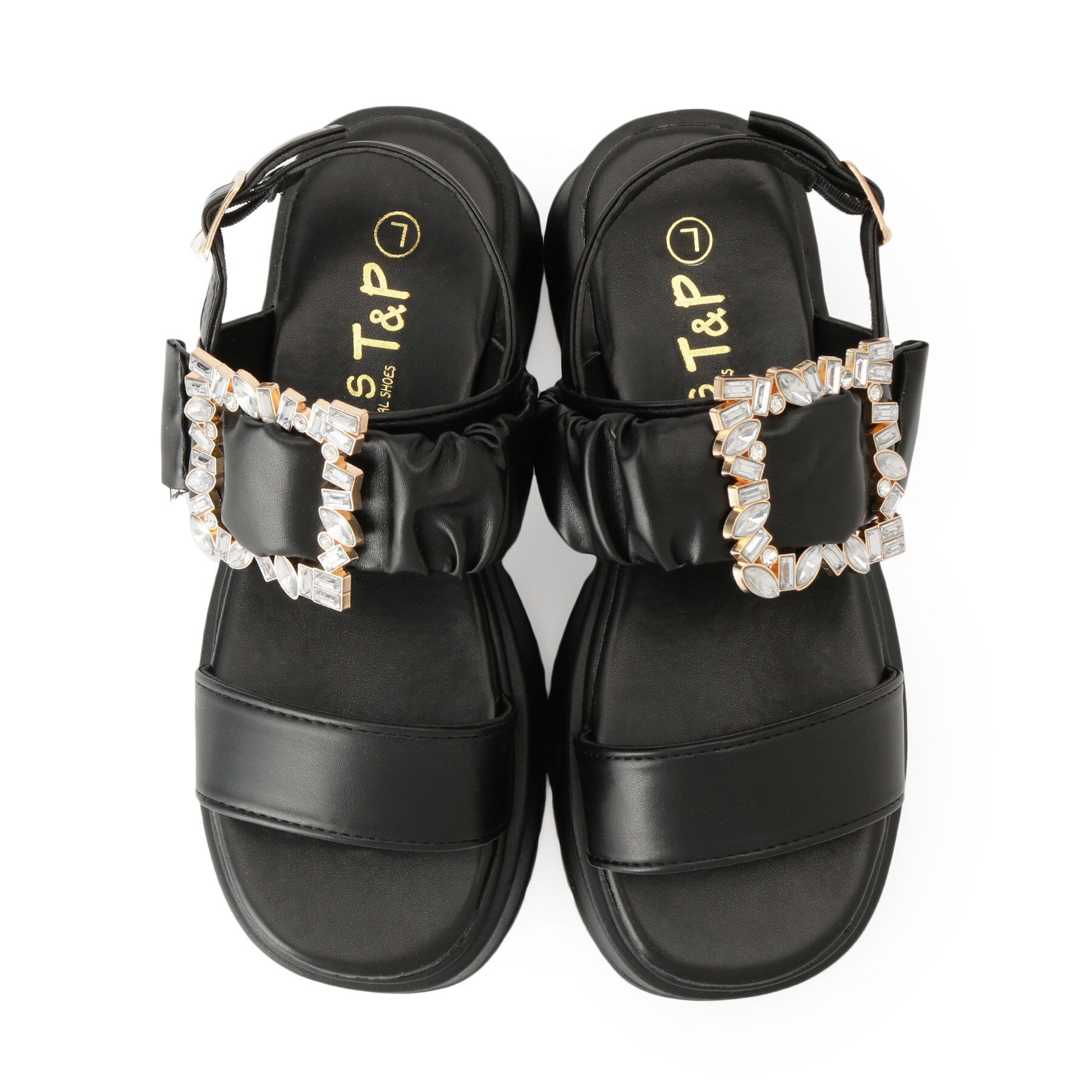 csT&P「バックル付きギャザーサンダル」|サンダル|