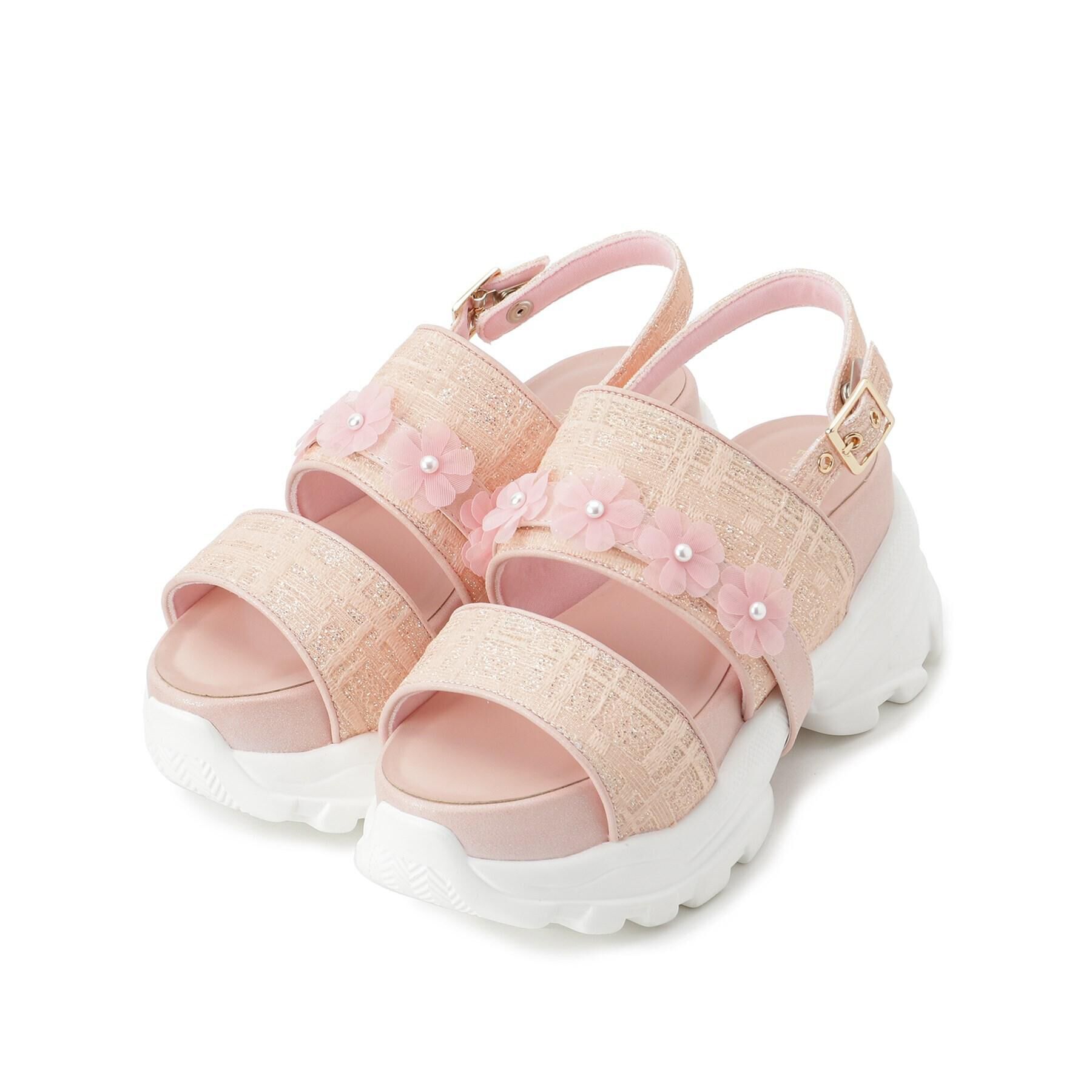 ESPERANZA「ツイード風フラワーベルトスポサン」|サンダル|