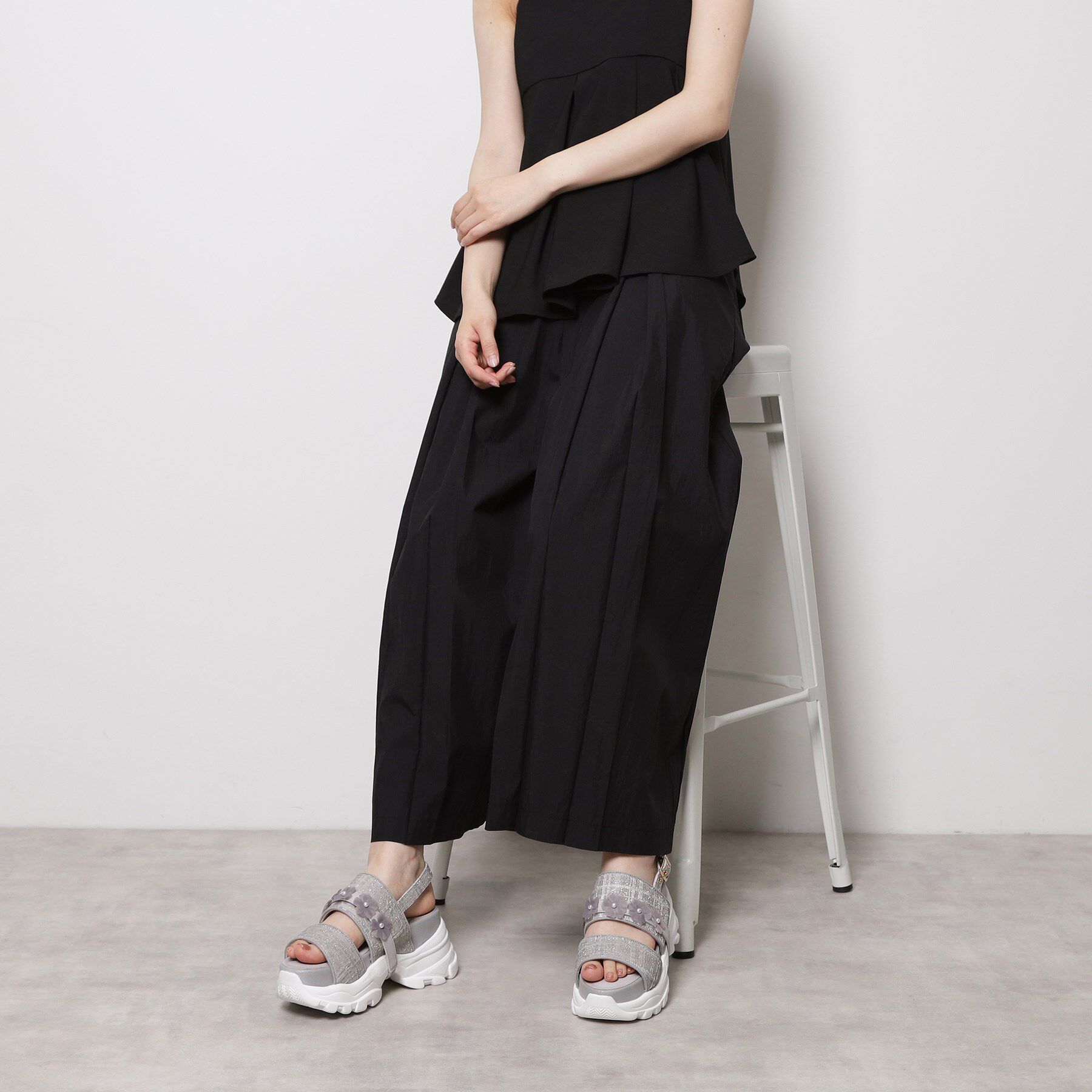 ESPERANZA「ツイード風フラワーベルトスポサン」|サンダル|