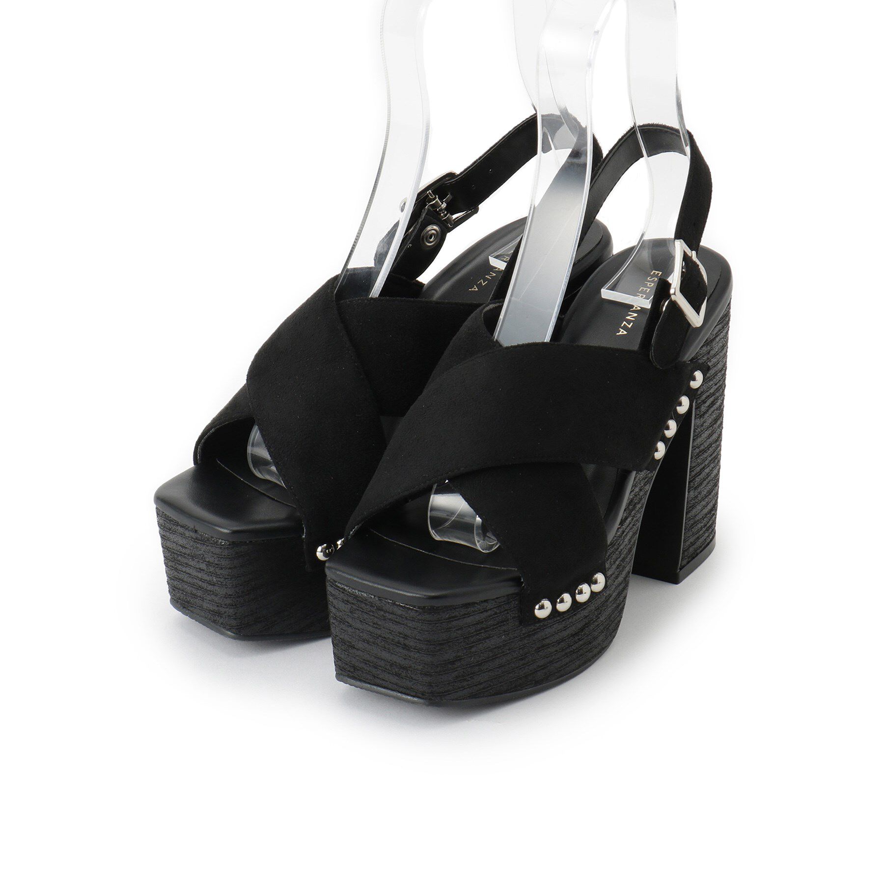 ESPERANZA「【ラク盛り／サンダル】リピーター続出／脚長美脚 クロススタッズサンダル」|サンダル|