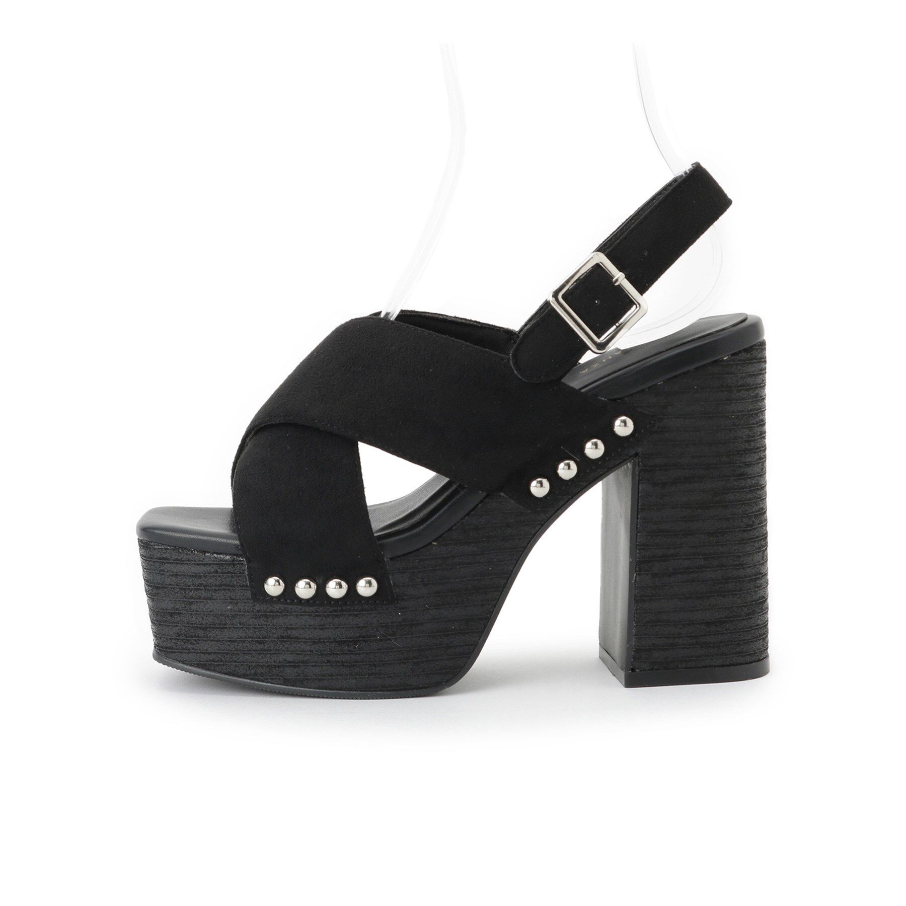 ESPERANZA「【ラク盛り／サンダル】リピーター続出／脚長美脚 クロススタッズサンダル」|サンダル|