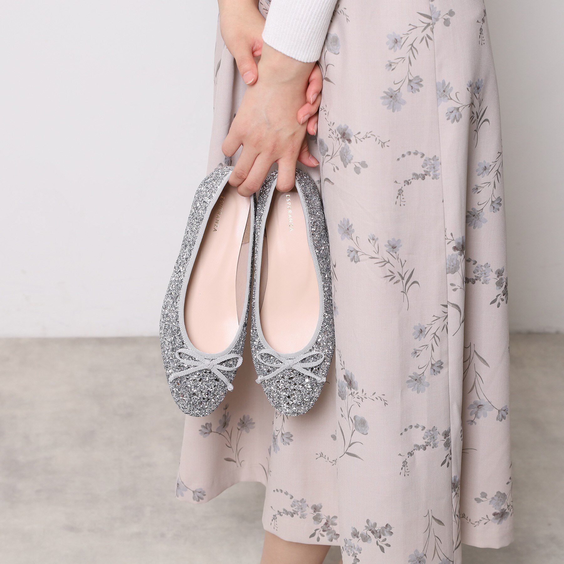 ESPERANZA「【EC限定カラーあり】グリッターバレエシューズ」|パンプス|シルバー(306)