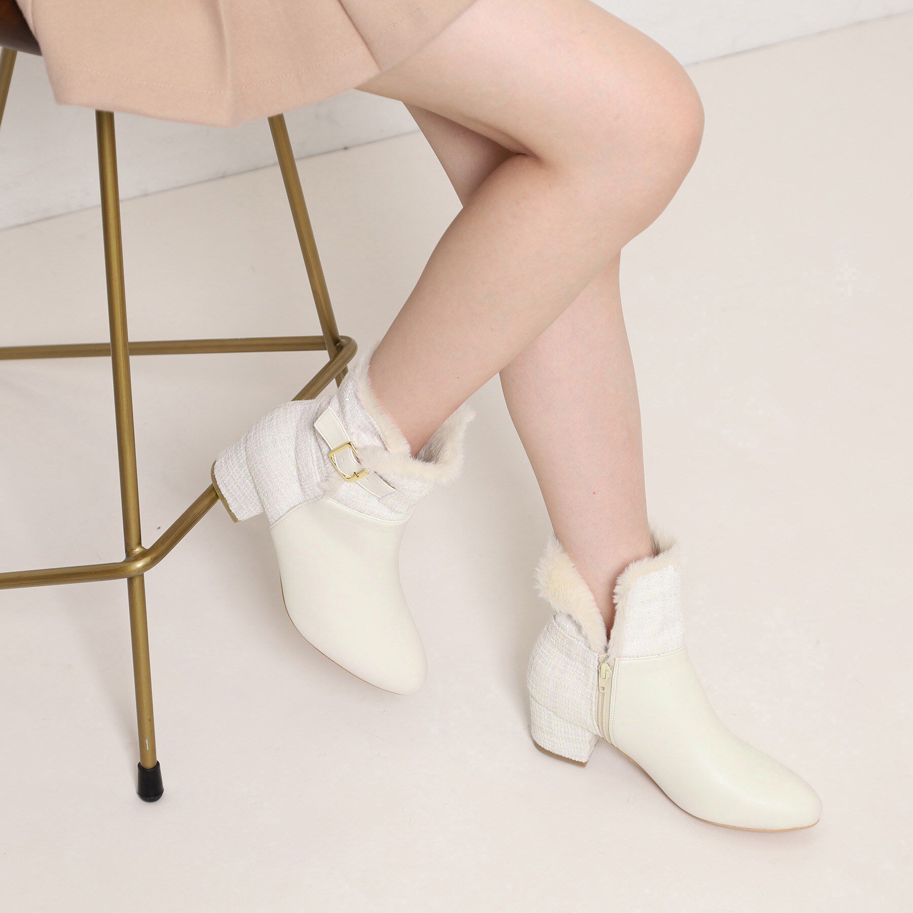 ESPERANZA「折り返しフェイクファー2WAYショートブーツ」|ショートブーツ|