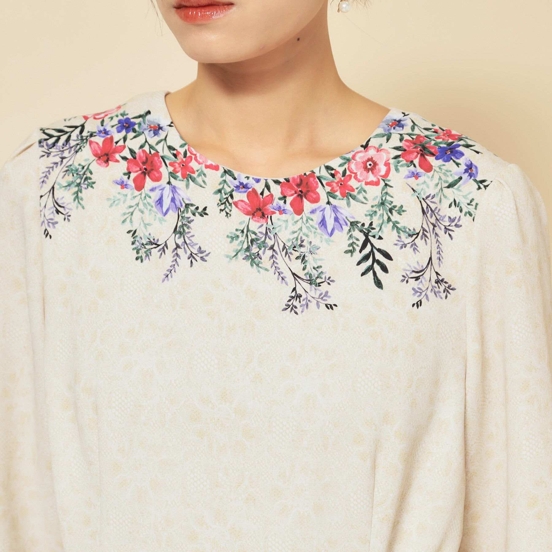 SunaUna「【co creation and yours／SS～L】レースプリント柄ワンピース」|ワンピース|