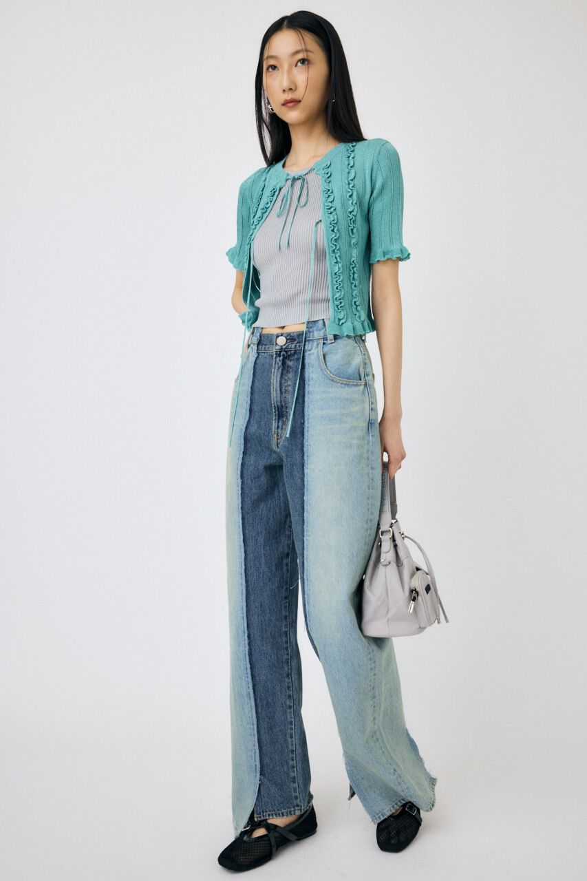 MOUSSY「FRILL STRIPED カーディガン」|ニット・セーター|