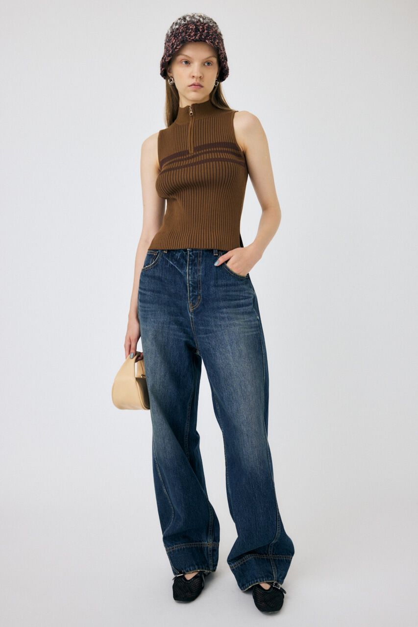 MOUSSY「MOCK NECK ハーフジップトップス」|タンクトップ|