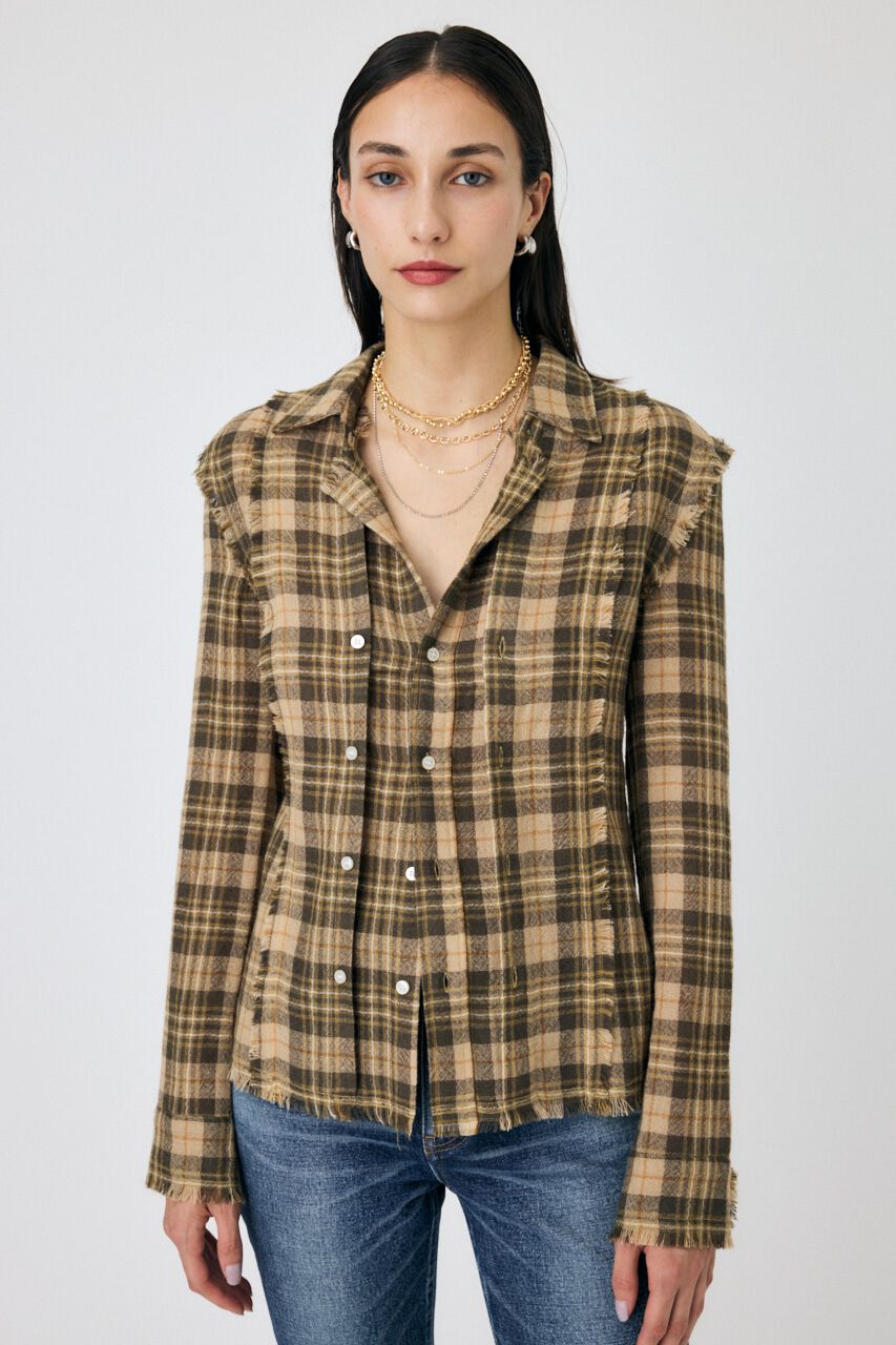 MOUSSY「DOUBLE FRONT TARTAN シャツ」|シャツ・ブラウス|BEG