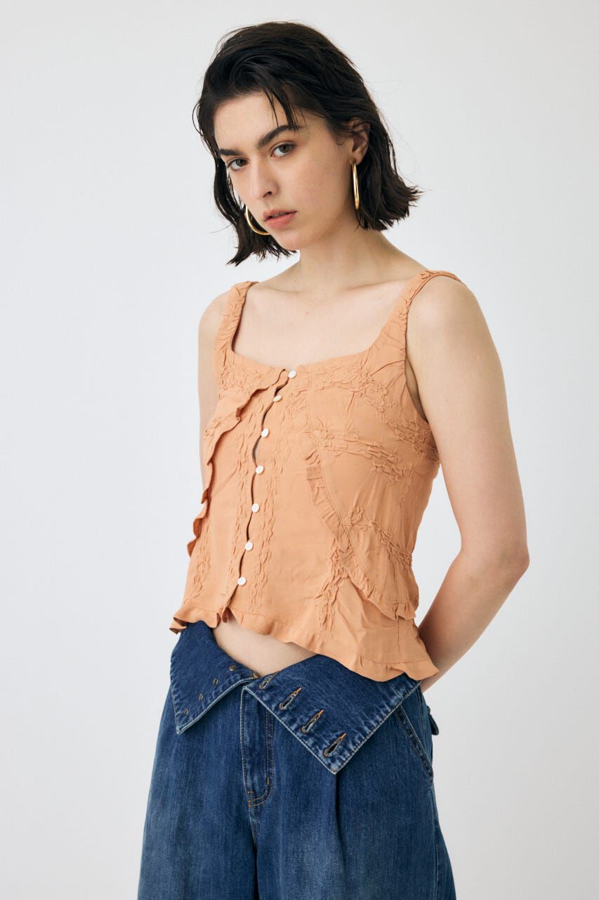 MOUSSY「BUTTON UP SMOCKING キャミ」|キャミソール|