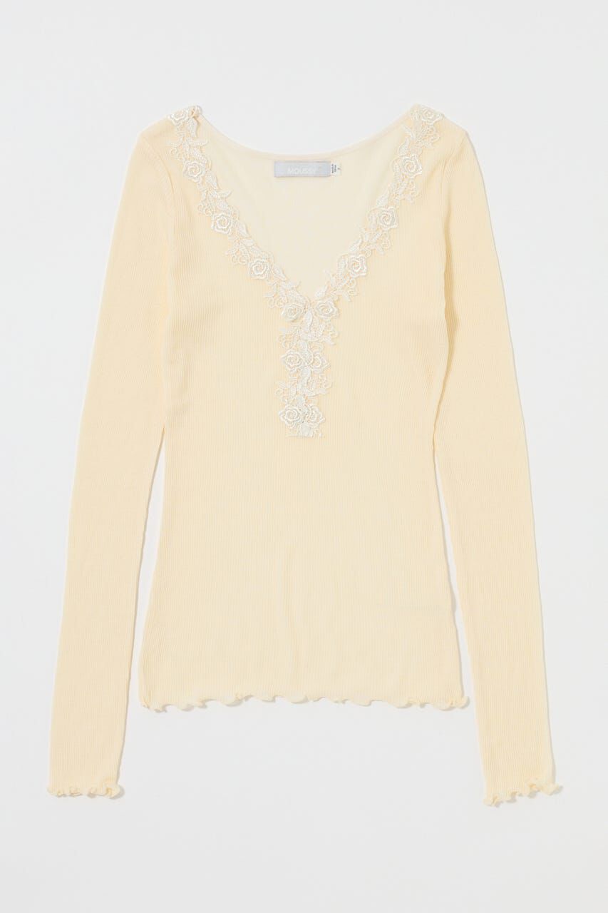 MOUSSY「LACE TRIM ロングスリーブ TEE」|Tシャツ・カットソー|IVOY3