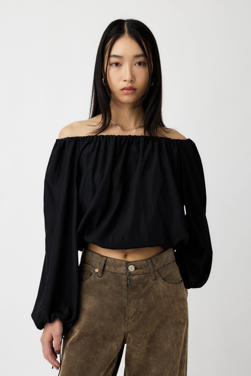 MOUSSY「OFF SHOULDER PUFFY ブラウス」|シャツ・ブラウス|BLK