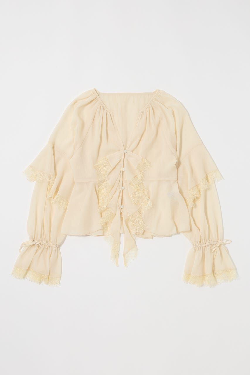 MOUSSY「LACE TRIM TIE ブラウス」|シャツ・ブラウス|