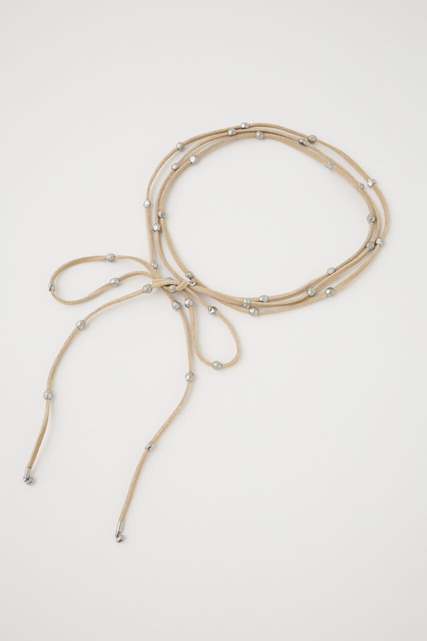 MOUSSY「BEADED F/SUEDE チョーカー」|ネックレス|BEG