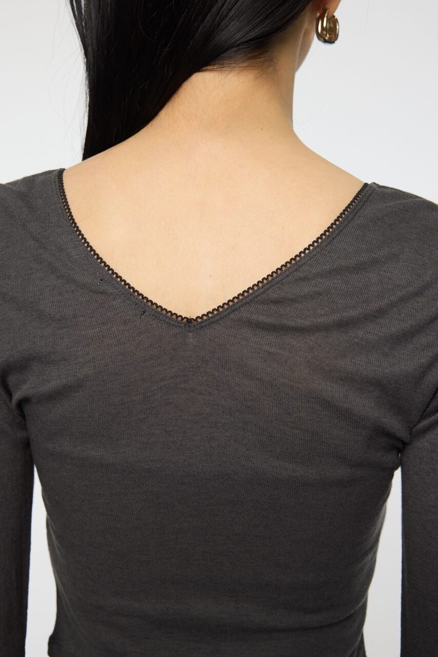 MOUSSY「DEEP V CUP ロングスリーブTEE」|Tシャツ・カットソー|