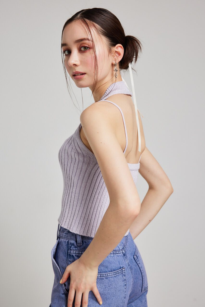 rienda「ホルターNCクロップドKnit TOP」|タンクトップ|