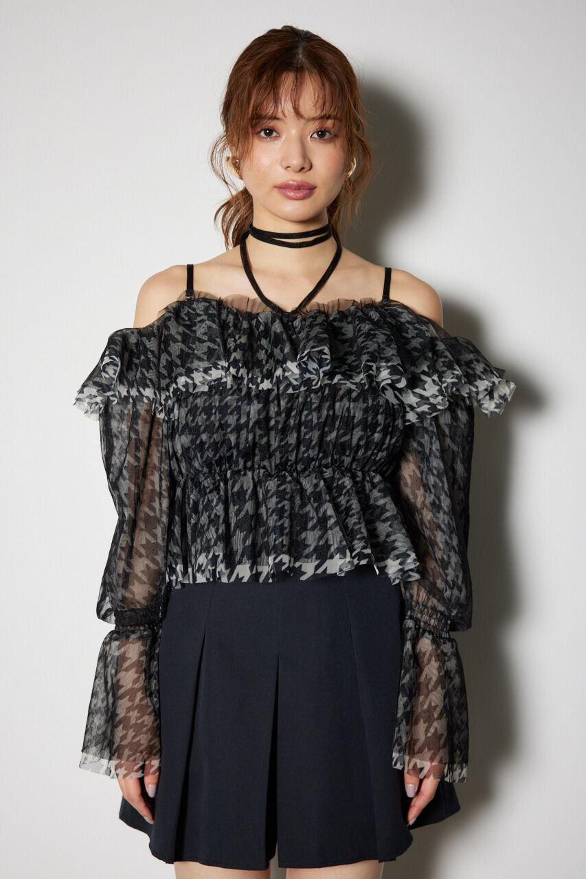 rienda「2WAYギャザーオフショルチュールブラウス」|シャツ・ブラウス|