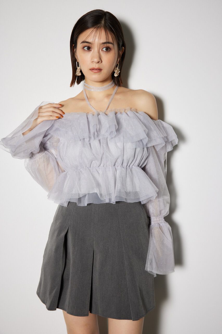 rienda「2WAYギャザーオフショルチュールブラウス」|シャツ・ブラウス|