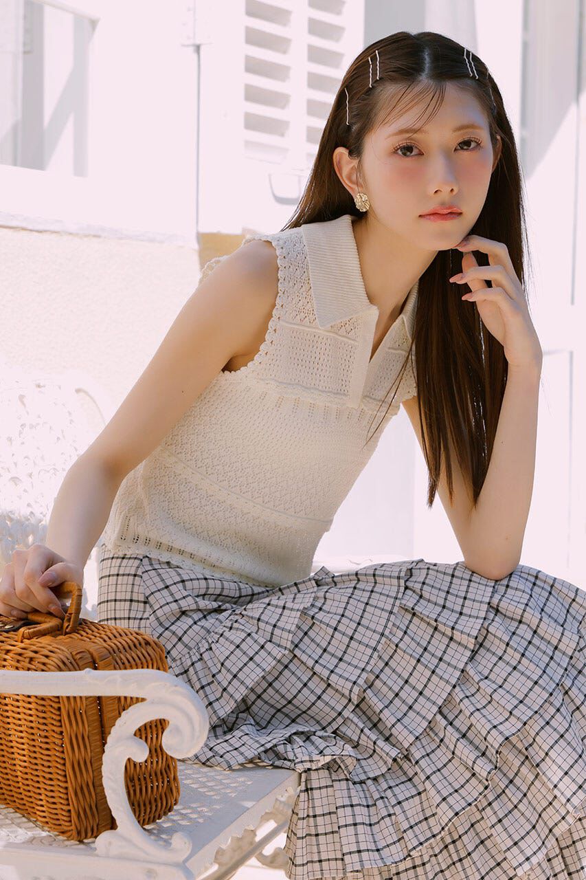 rienda「スキッパークロシェニットトップス」|シャツ・ブラウス|IVOY3