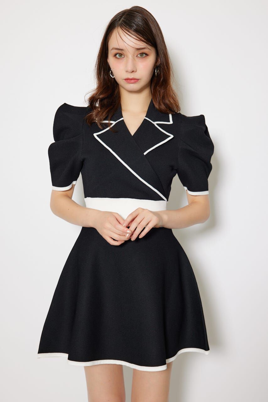 rienda「テーラードカラーミニフレアニットワンピース」|ワンピース|