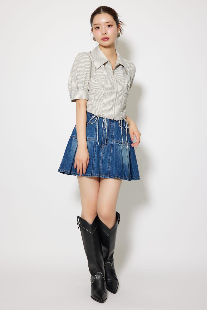 rienda「コンパクトレースアップブラウス」|シャツ・ブラウス|