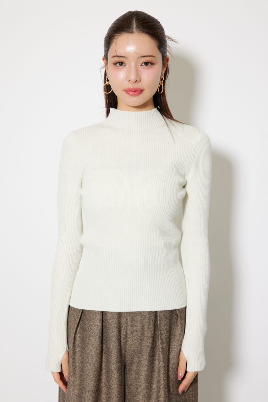 rienda「サムホール付きウォッシャブルハイネックニットトップス」|ニット・セーター|