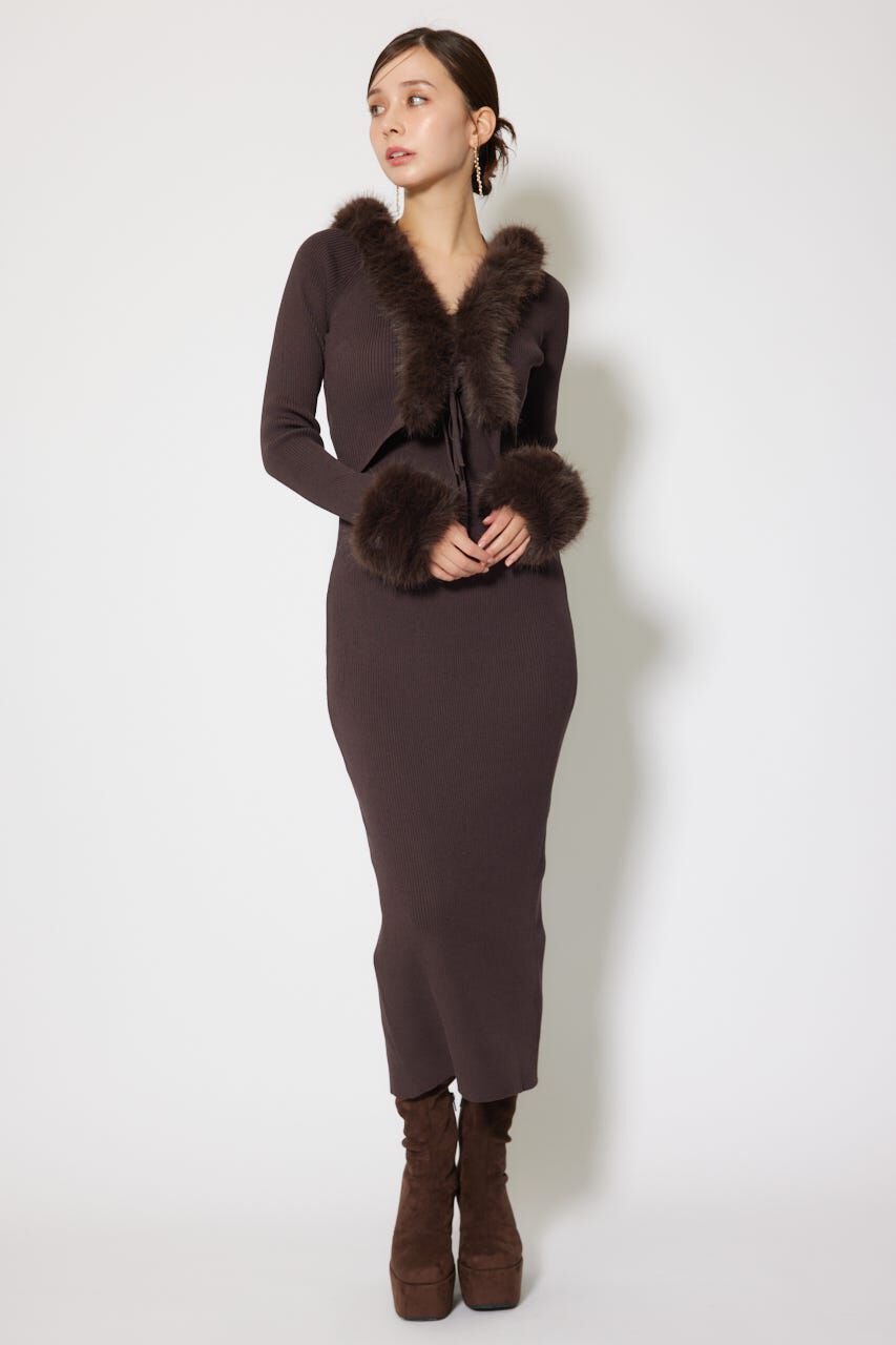 rienda「フェイクファーレディーニットワンピース」|ワンピース|