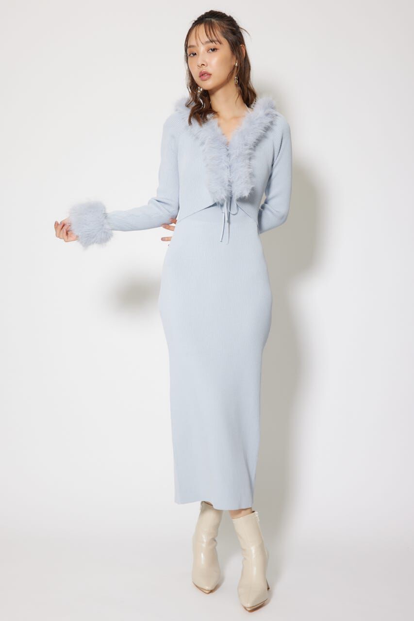 rienda「フェイクファーレディーニットワンピース」|ワンピース|L/BLU1