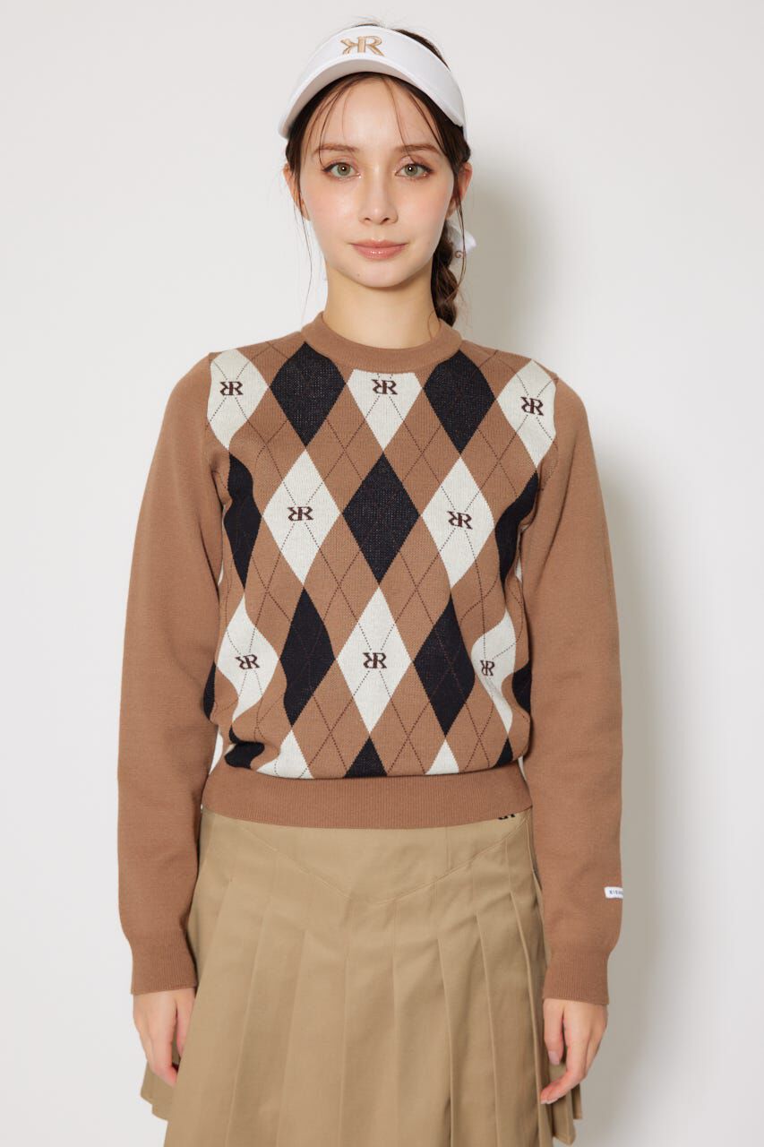 rienda「アーガイルジャガードニットトップス」|ニット・セーター|