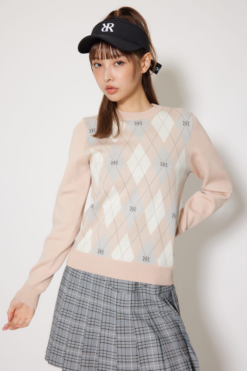 rienda「アーガイルジャガードニットトップス」|ニット・セーター|