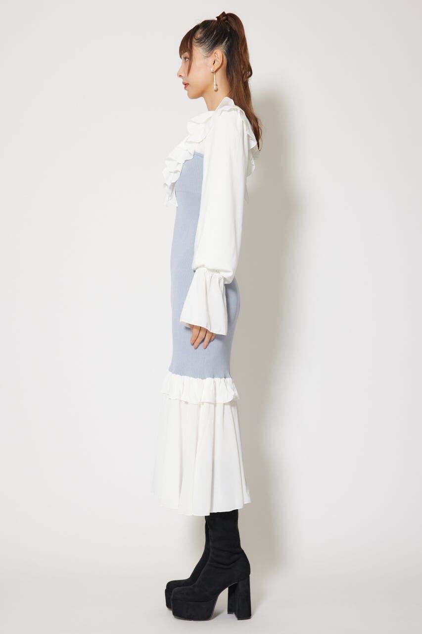 rienda「ダブルフリルコンビニットワンピース」|ワンピース|